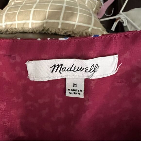 Madewell Overture V-Neck Red Ditsy Flowers Print Button Front Bohemian Sz M - Picture 13 of 14